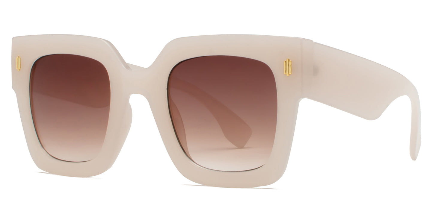 9017 - Fashion Square Sunglasses with Flat Lens