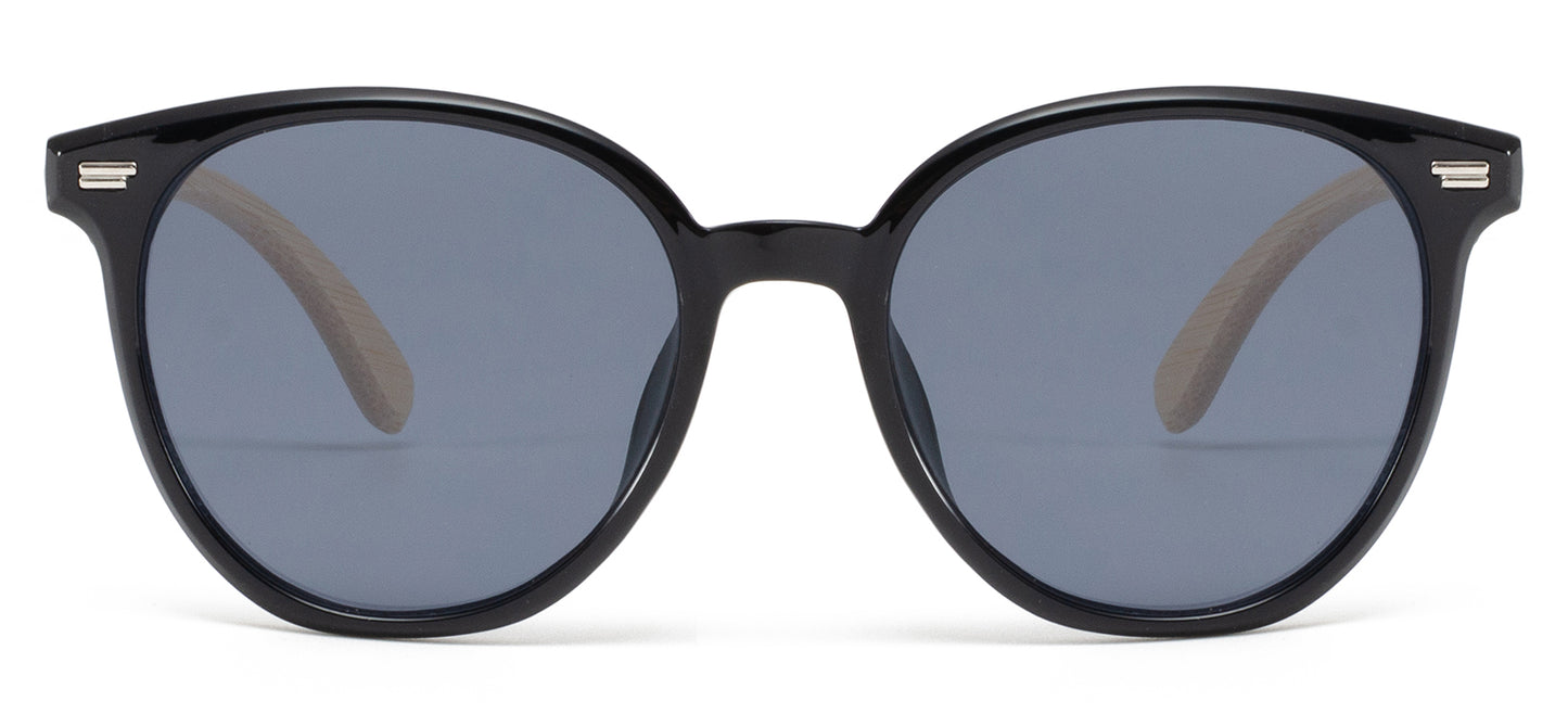 9021 Bamboo - Plastic Round Bamboo Sunglasses