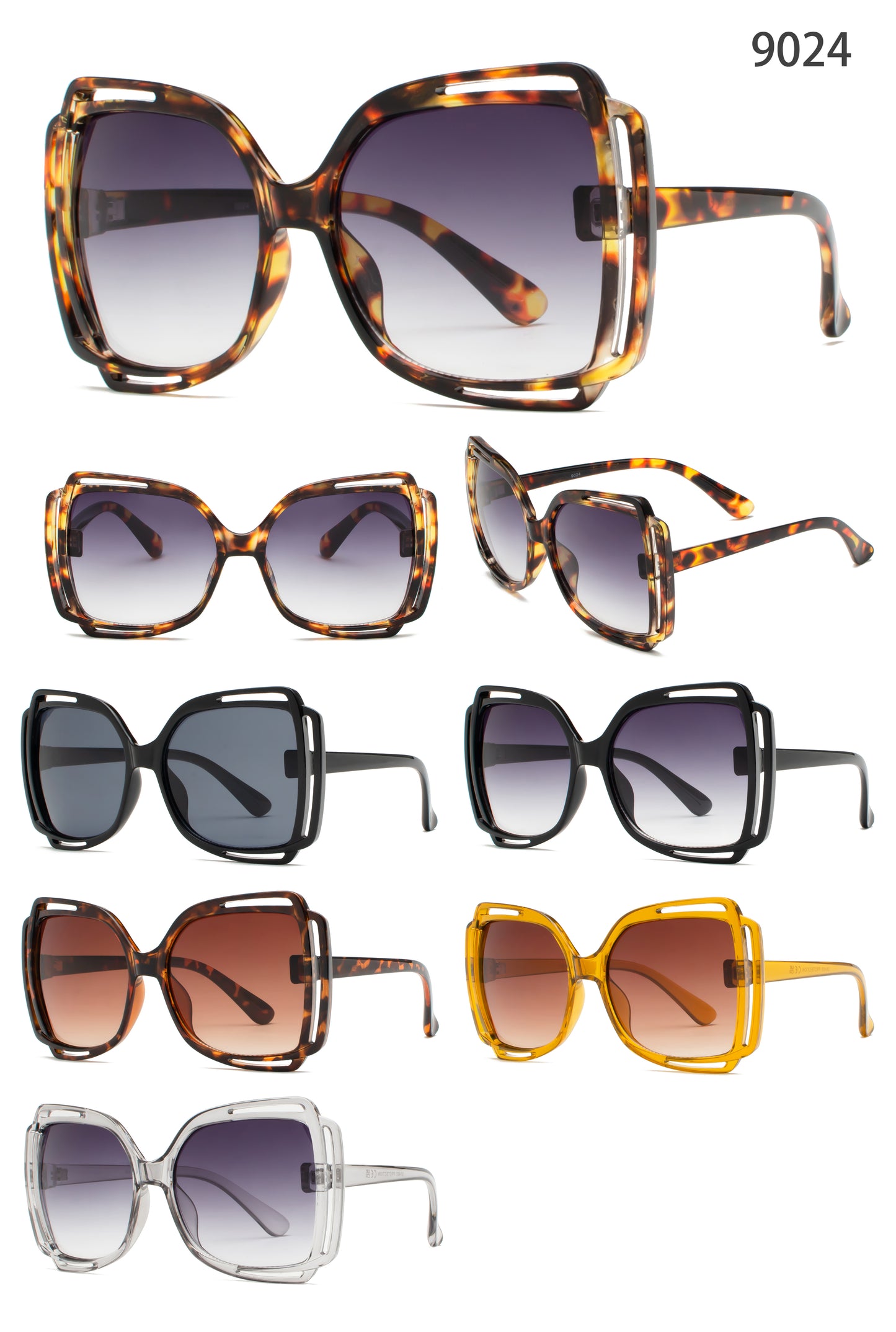 9024 - Square Butterfly Women Plastic Sunglasses