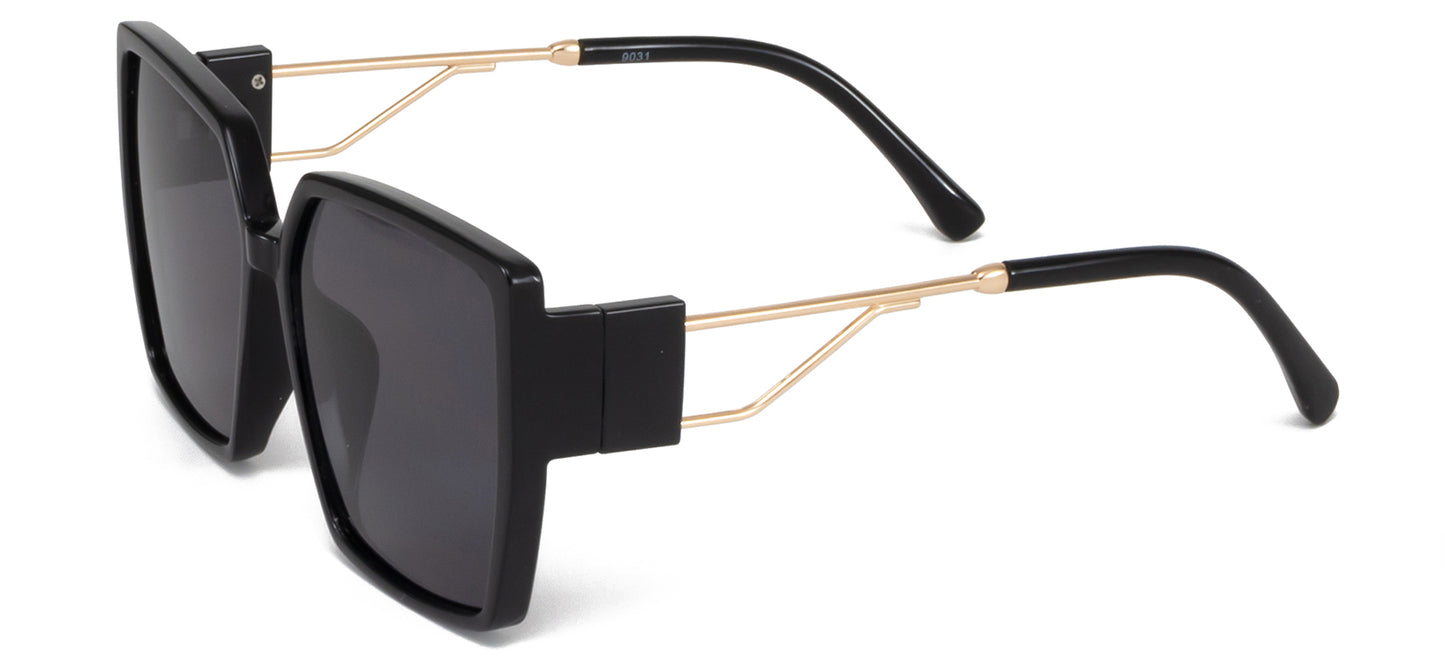 9031 - Square Plastic Sunglasses with Flat Lens