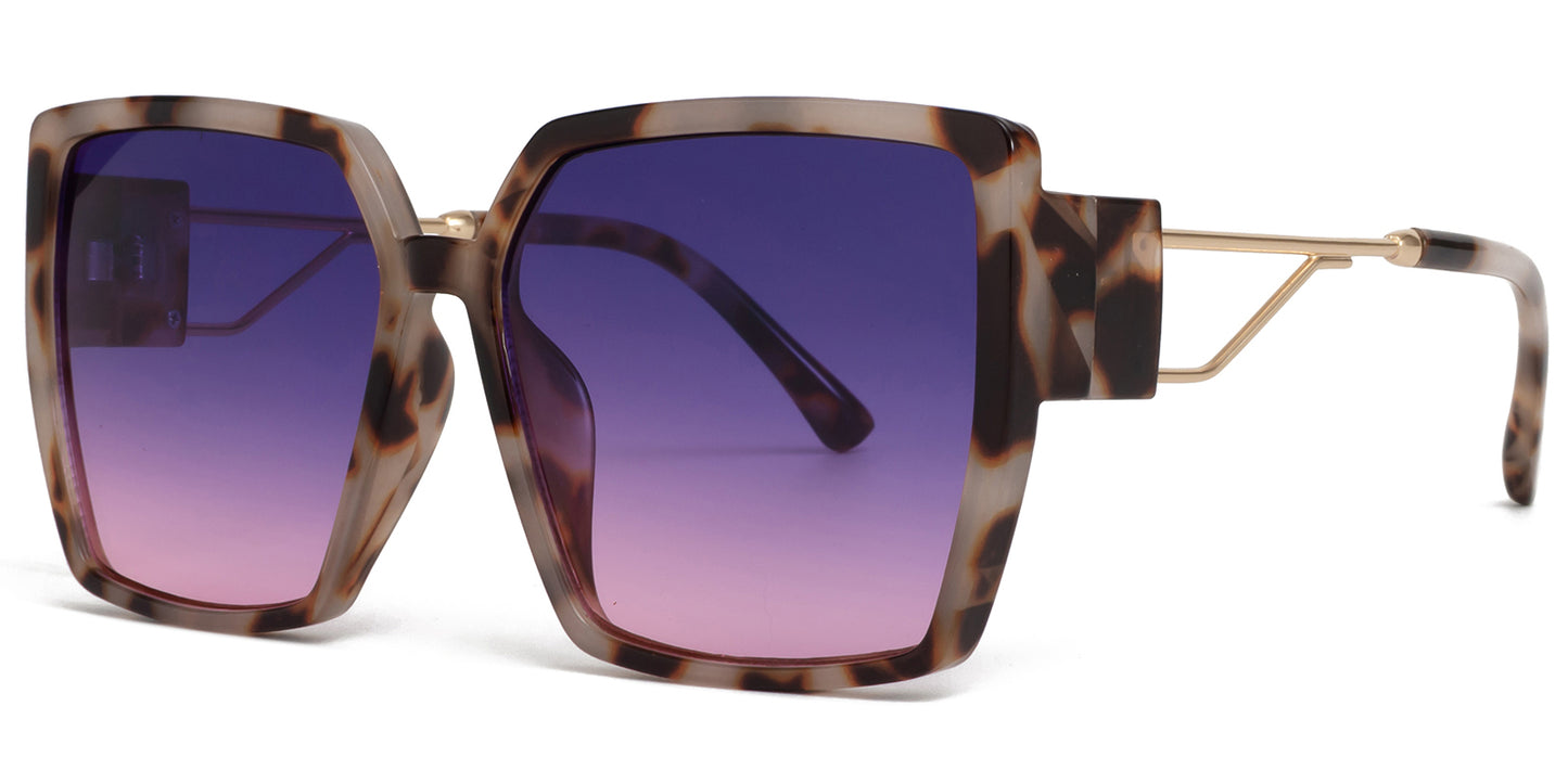 9031 - Square Plastic Sunglasses with Flat Lens