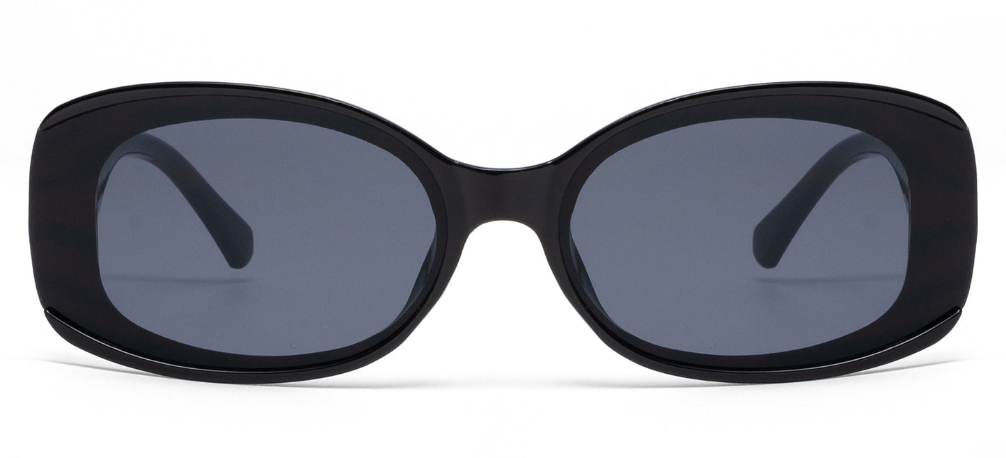 9034 - Fashion Plastic Square Butterfly with Metal Accent Temple Sunglasses
