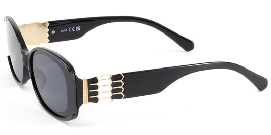 9034 - Fashion Plastic Square Butterfly with Metal Accent Temple Sunglasses