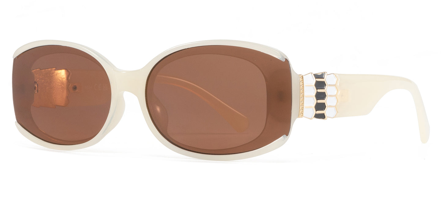 9034 - Fashion Plastic Square Butterfly with Metal Accent Temple Sunglasses