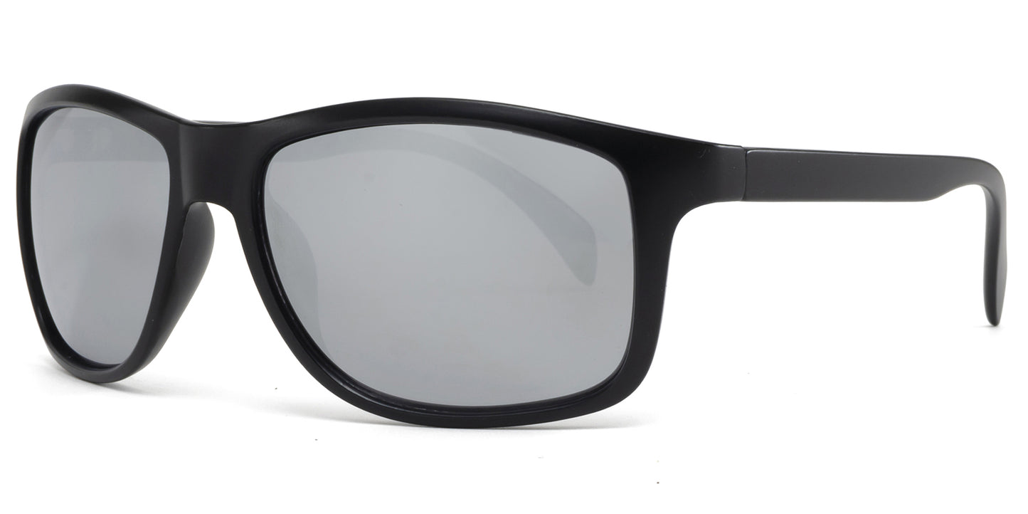 9037 RV - Rectangular Sunglasses with Color Mirror Lens