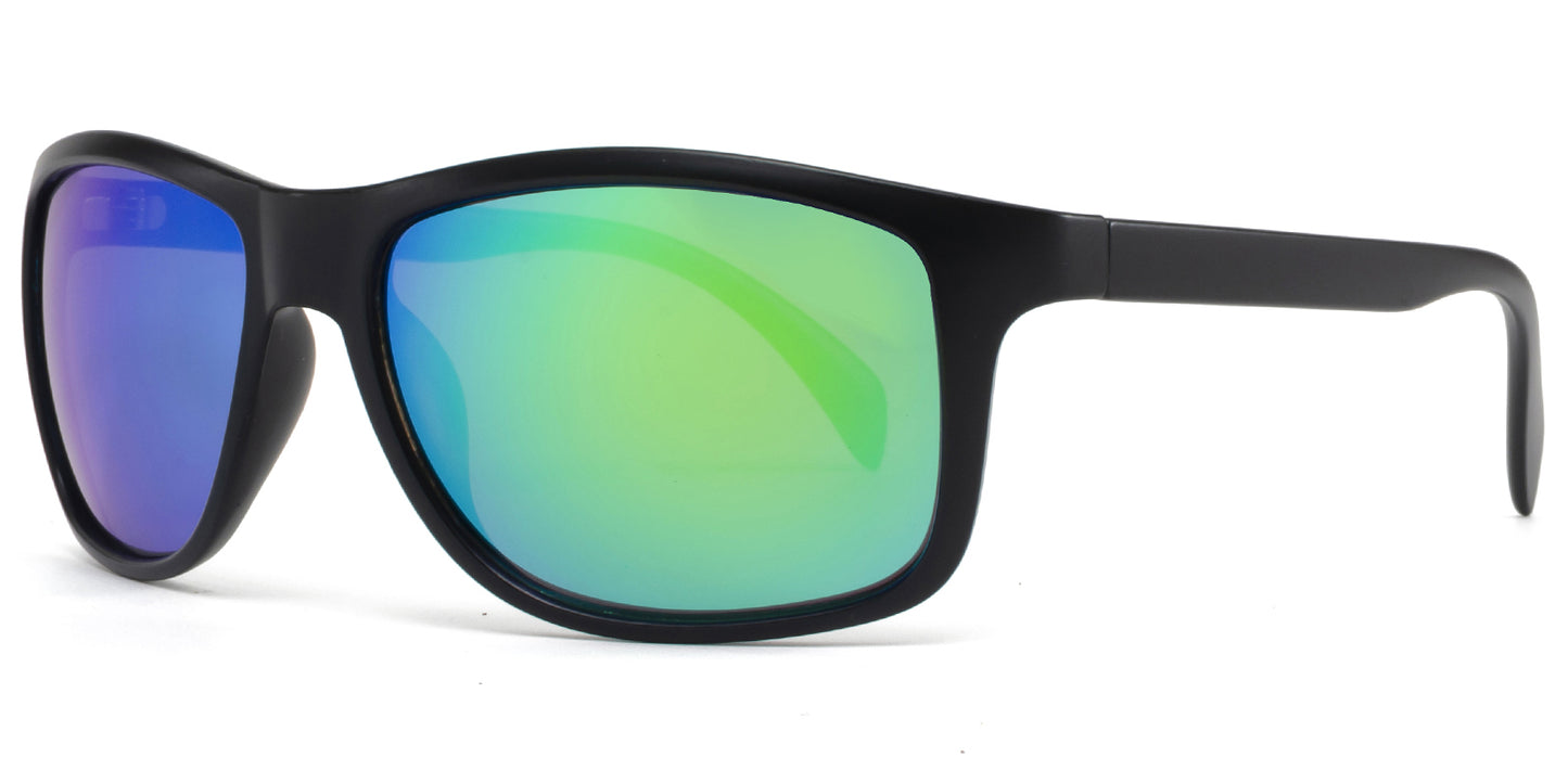 9037 RV - Rectangular Sunglasses with Color Mirror Lens