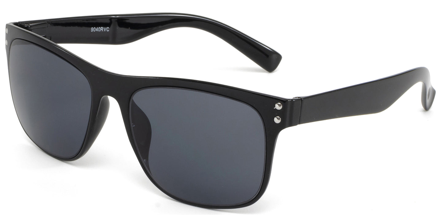 9040 RV - Fashion Plastic Sunglasses with Color Mirror Lens