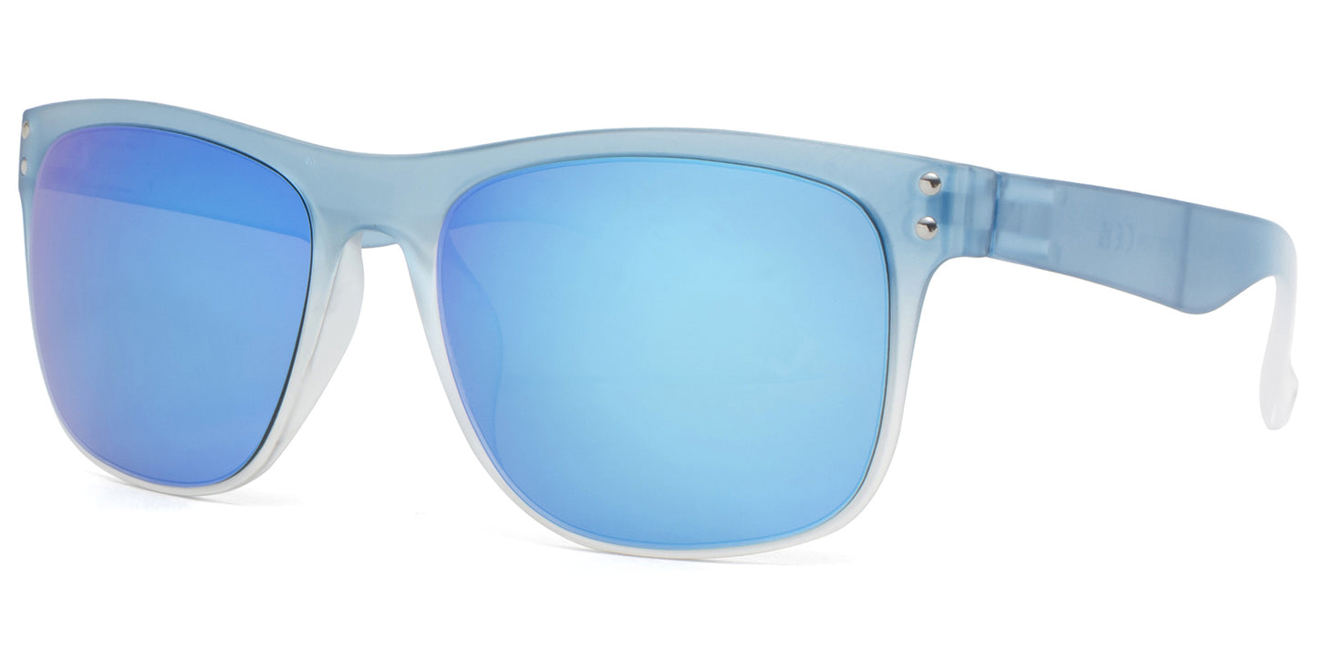 9040 RV - Fashion Plastic Sunglasses with Color Mirror Lens