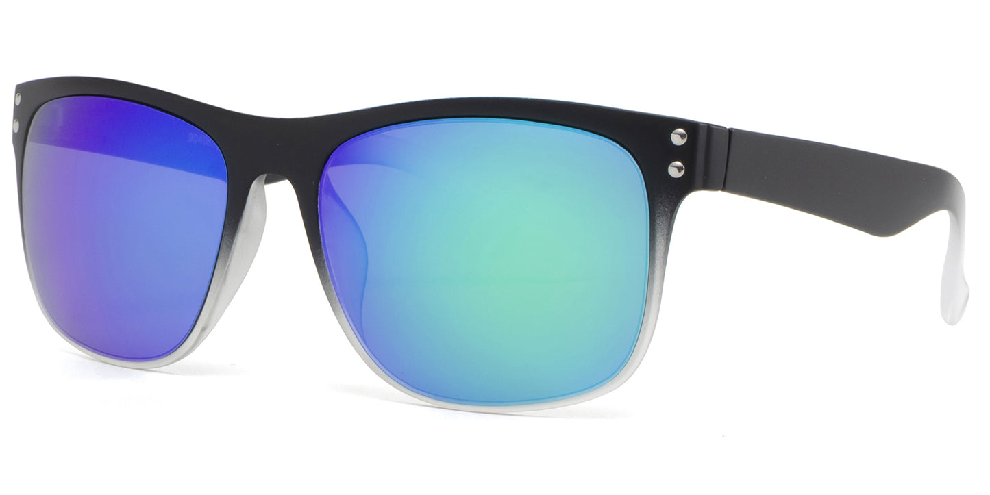 9040 RV - Fashion Plastic Sunglasses with Color Mirror Lens