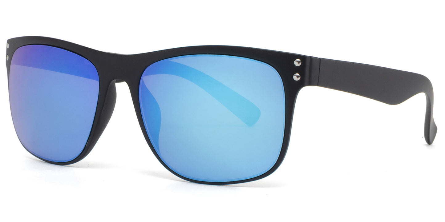 9040 RV - Fashion Plastic Sunglasses with Color Mirror Lens