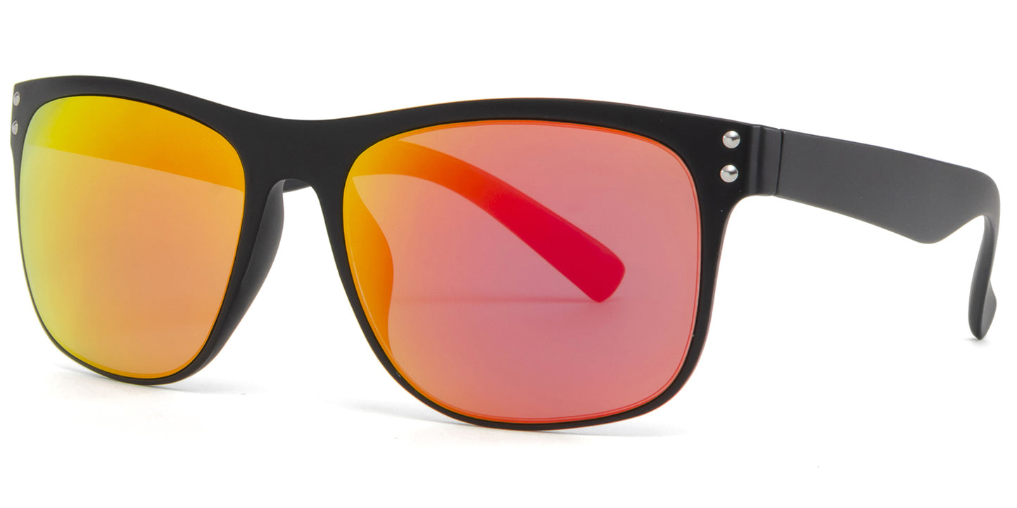 9040 RV - Fashion Plastic Sunglasses with Color Mirror Lens