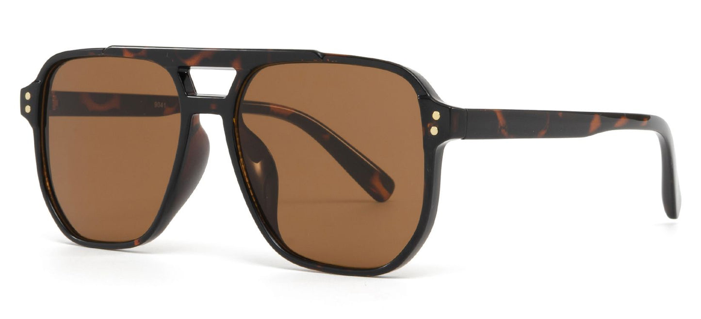 9041 - Square Aviator Plastic Sunglasses