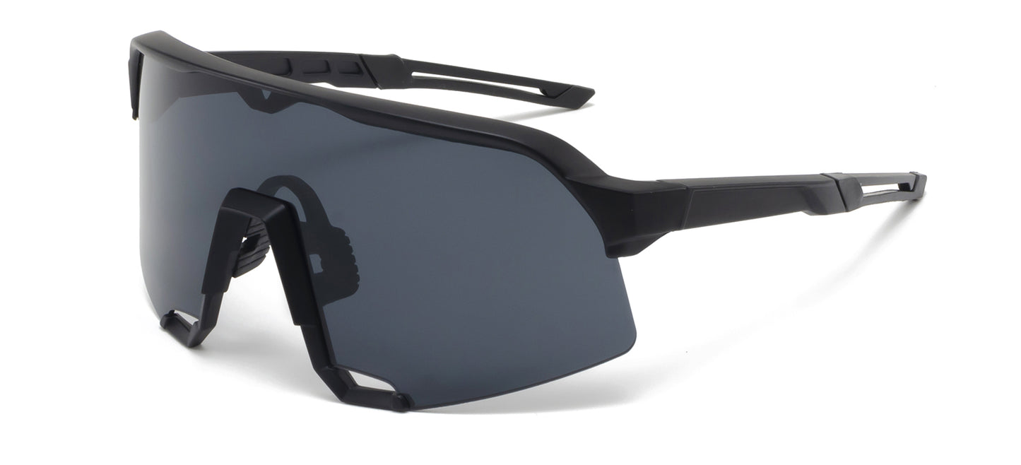 9042 RV - Plastic Sports Sunglasses with Color Mirror Lens