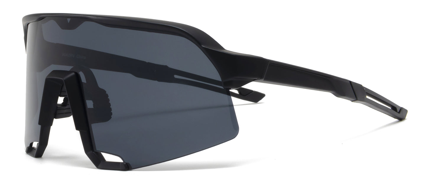 9042 RV - Plastic Sports Sunglasses with Color Mirror Lens