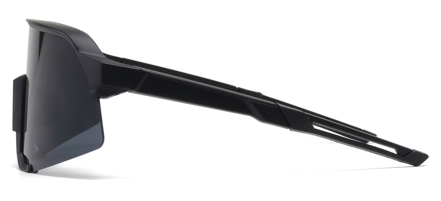 9042 RV - Plastic Sports Sunglasses with Color Mirror Lens