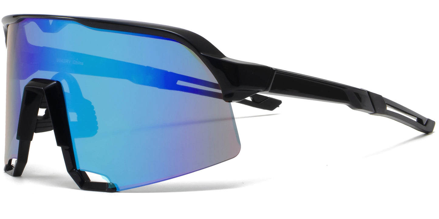 9042 RV - Plastic Sports Sunglasses with Color Mirror Lens