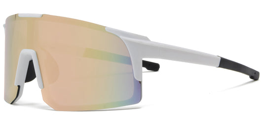 9043 RV - Plastic Rimless Sports Sunglasses with Color Mirror Lens