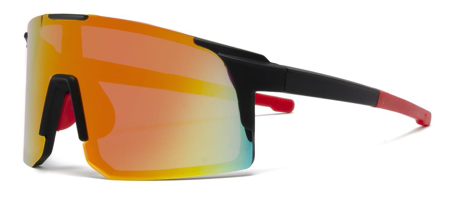 9043 RV - Plastic Rimless Sports Sunglasses with Color Mirror Lens
