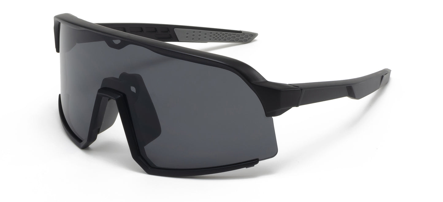 9044 RV - One Piece Color Mirrored Lens Plastic Sports Sunglasses