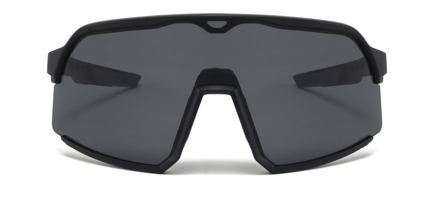 9044 RV - One Piece Color Mirrored Lens Plastic Sports Sunglasses