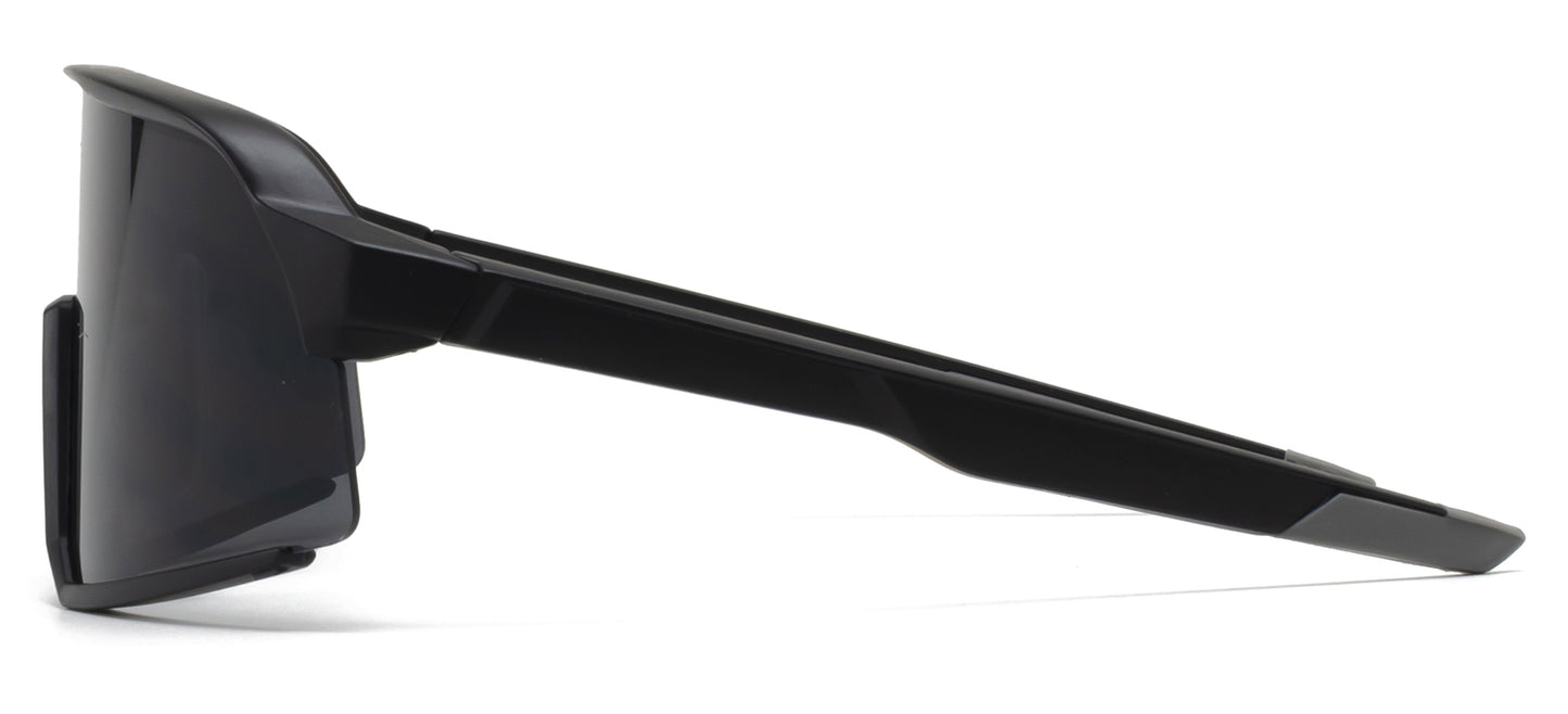 9044 RV - One Piece Color Mirrored Lens Plastic Sports Sunglasses