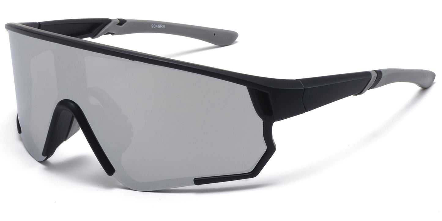 9046 RV - One Piece Sports Sunglasses with Color Mirror Lens