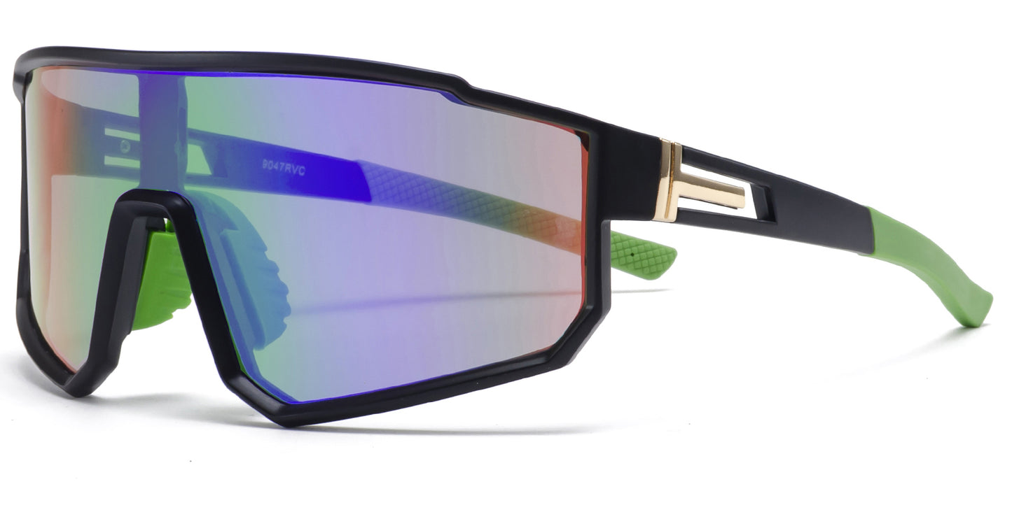 9047 RVC - One Piece Lens Plastic Sports Sunglasses