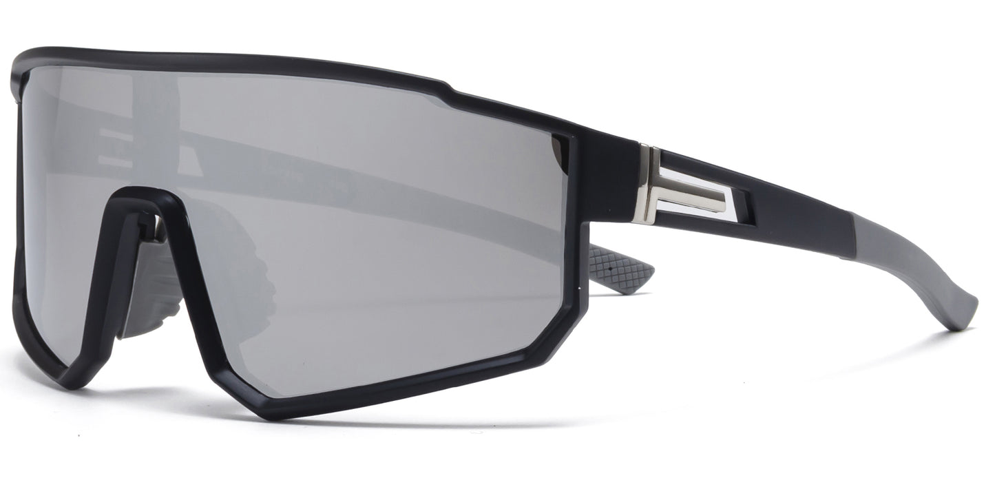 9047 RVC - One Piece Lens Plastic Sports Sunglasses