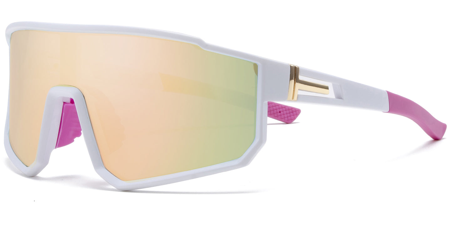 9047 RVC - One Piece Lens Plastic Sports Sunglasses