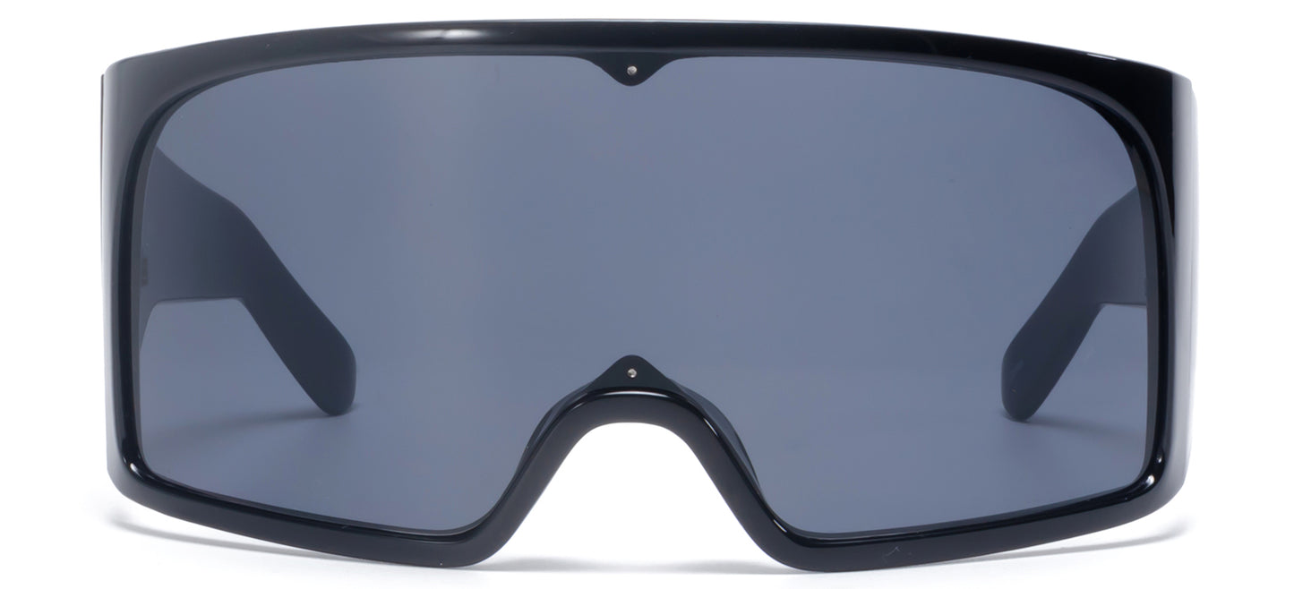 9055 - Oversize Full Wrap Around One Piece Lens Plastic Sunglasses