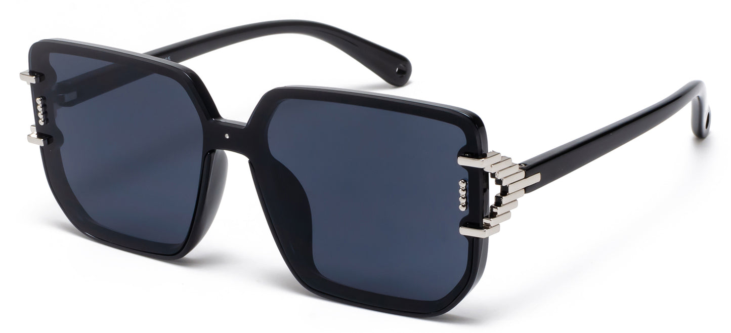 9065 - Rimless Square Frame Plastic Sunglasses