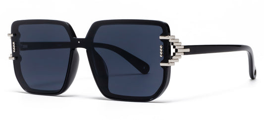9065 - Rimless Square Frame Plastic Sunglasses