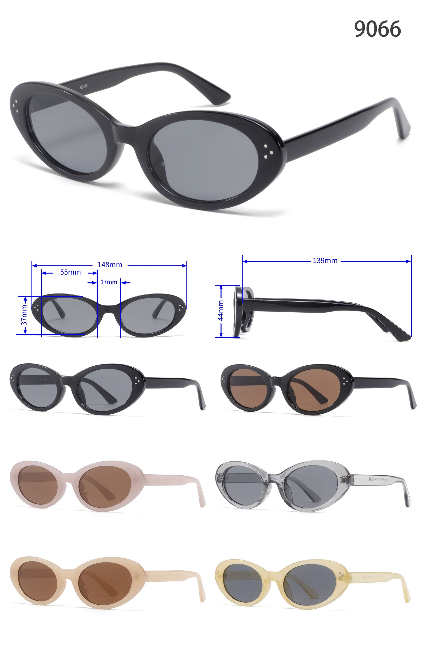 9066 - Women Cat Eye Fashion Plastic Sunglasses