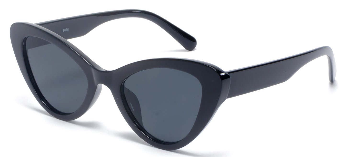 9068 - Angled Cat Eye Plastic Sunglasses