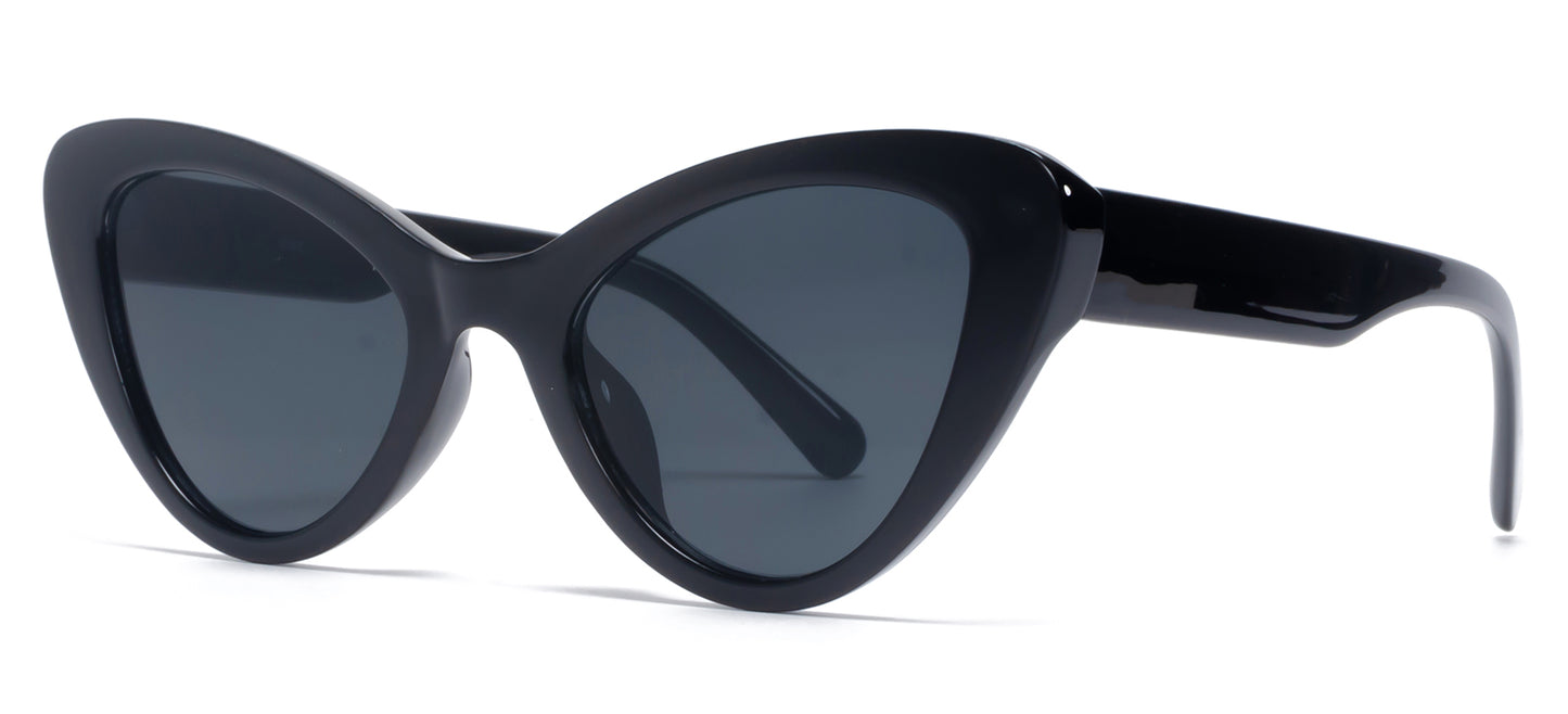 9068 - Angled Cat Eye Plastic Sunglasses