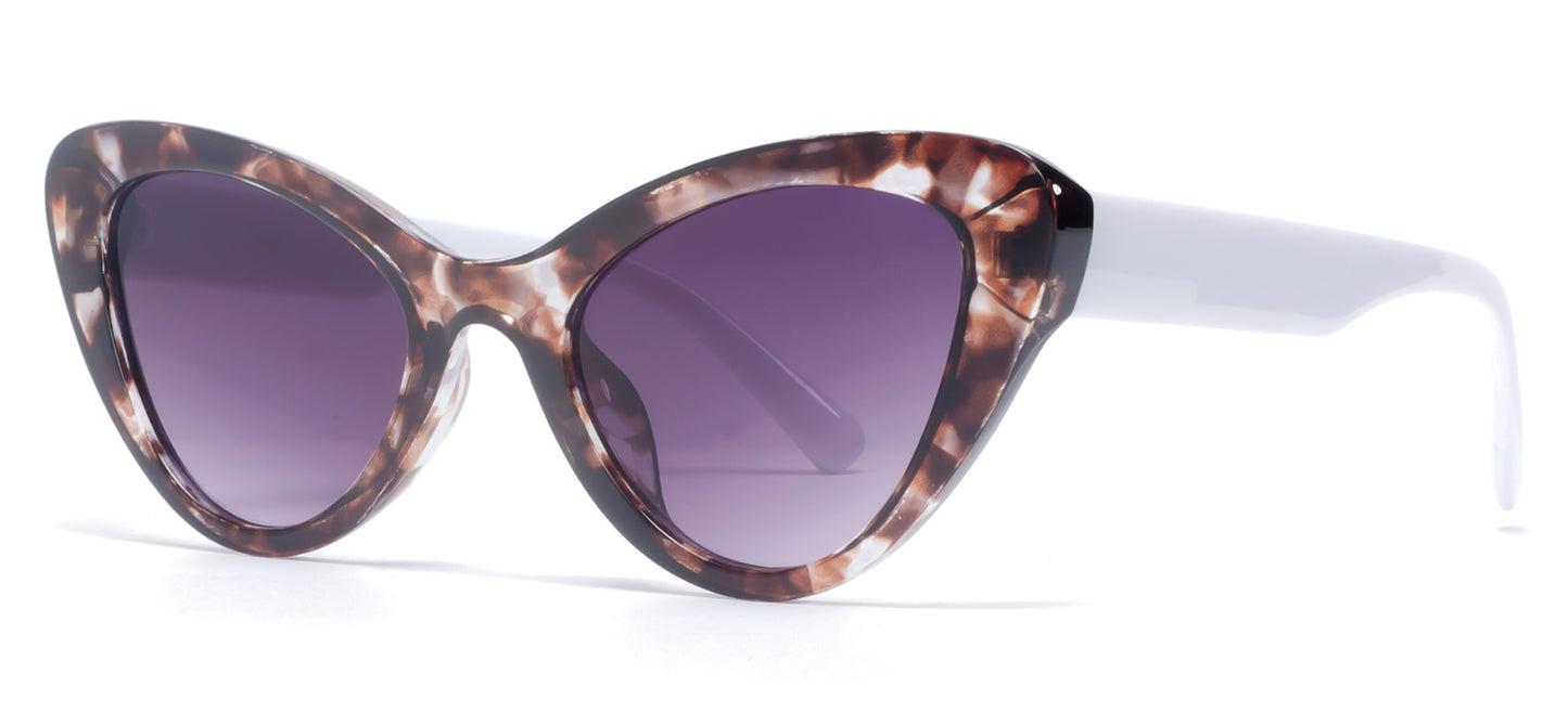 9068 - Angled Cat Eye Plastic Sunglasses