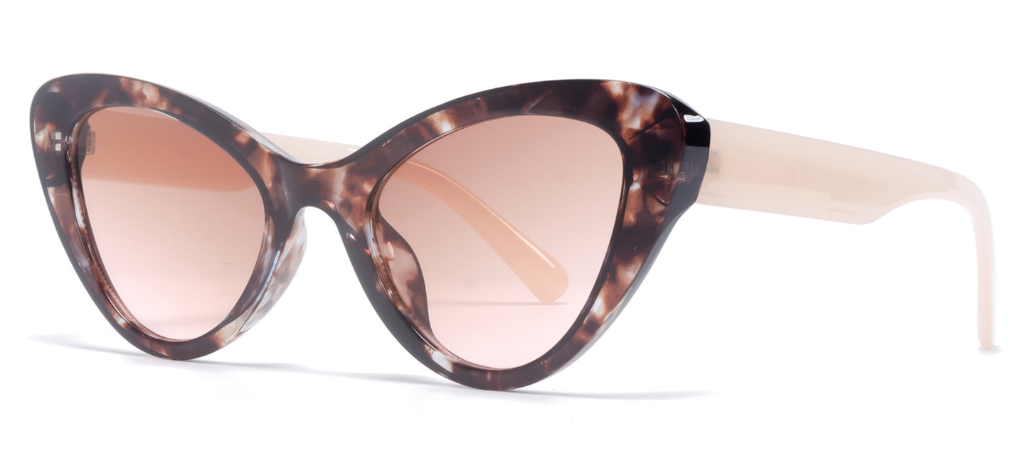 9068 - Angled Cat Eye Plastic Sunglasses
