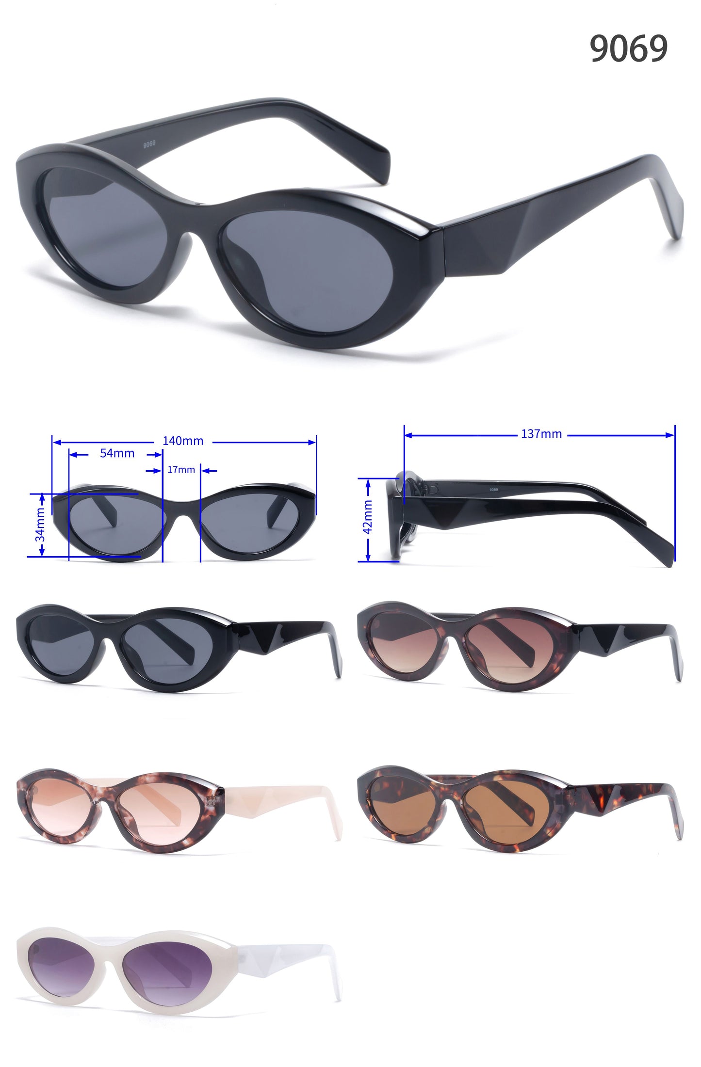 9069 - Plastic Women Cat Eye Sunglasses
