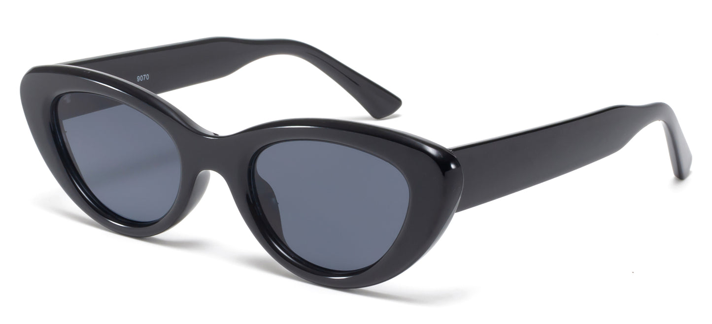 9070 - Small Angled Cat Eye Plastic Sunglasses
