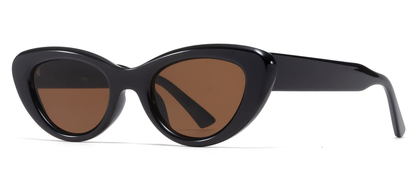 9070 - Small Angled Cat Eye Plastic Sunglasses