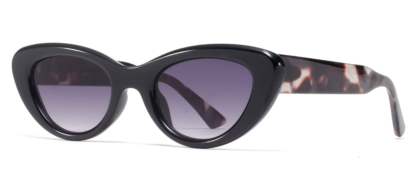 9070 - Small Angled Cat Eye Plastic Sunglasses