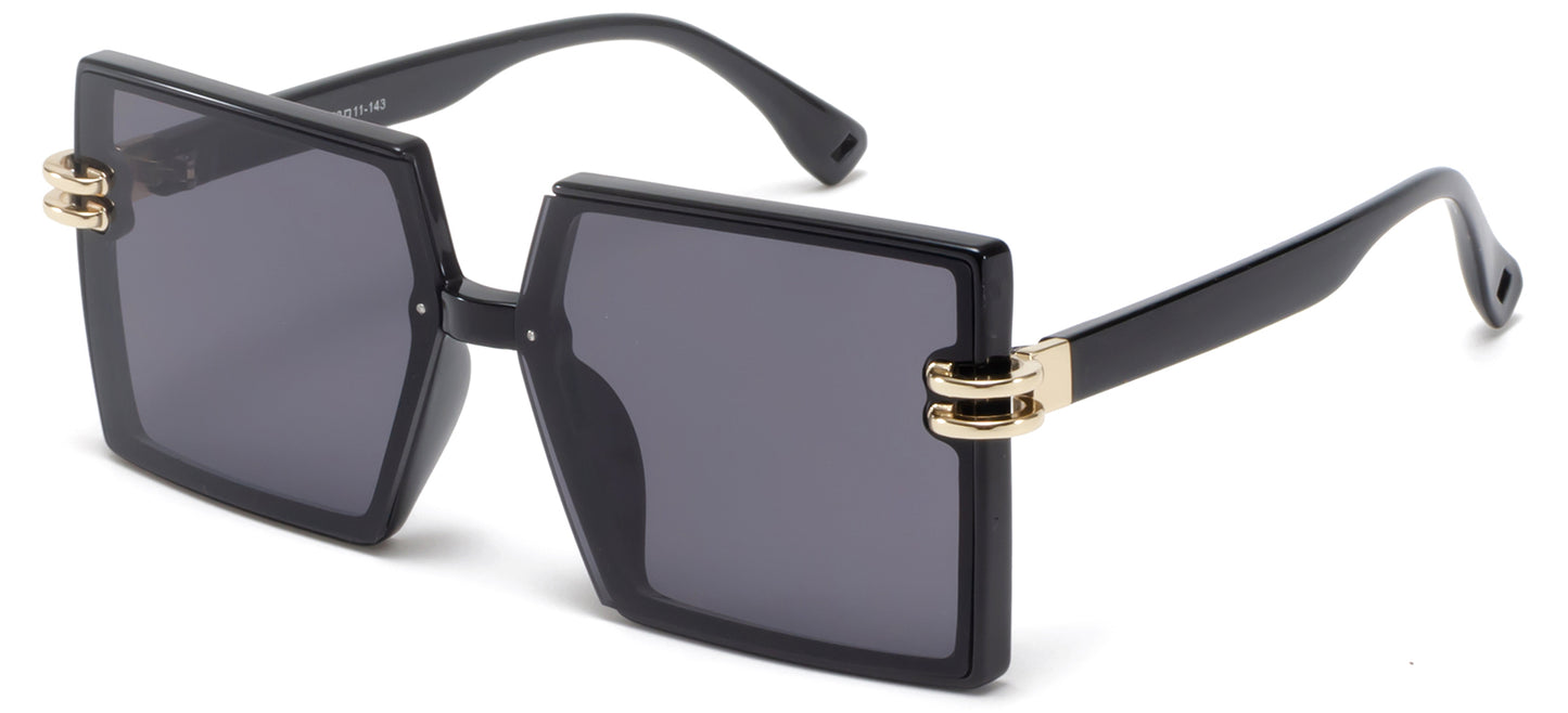 9072 - Square Plastic Sunglasses with Flat Lens