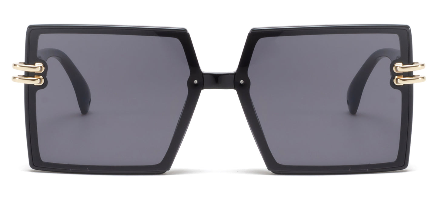 9072 - Square Plastic Sunglasses with Flat Lens