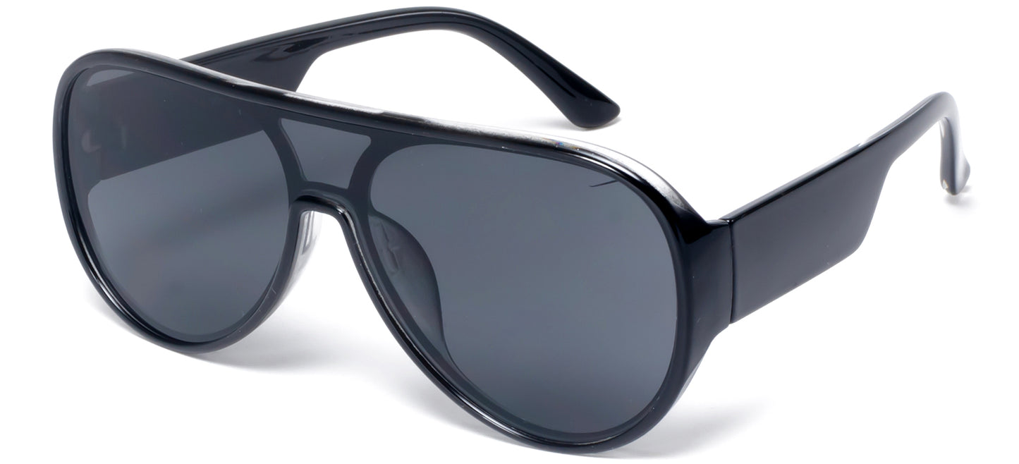 9074 - One Piece Lens Aviator Plastic Sunglasses