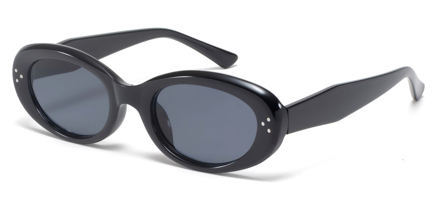 9075 - Rectangular Round Fashion Plastic Sunglasses