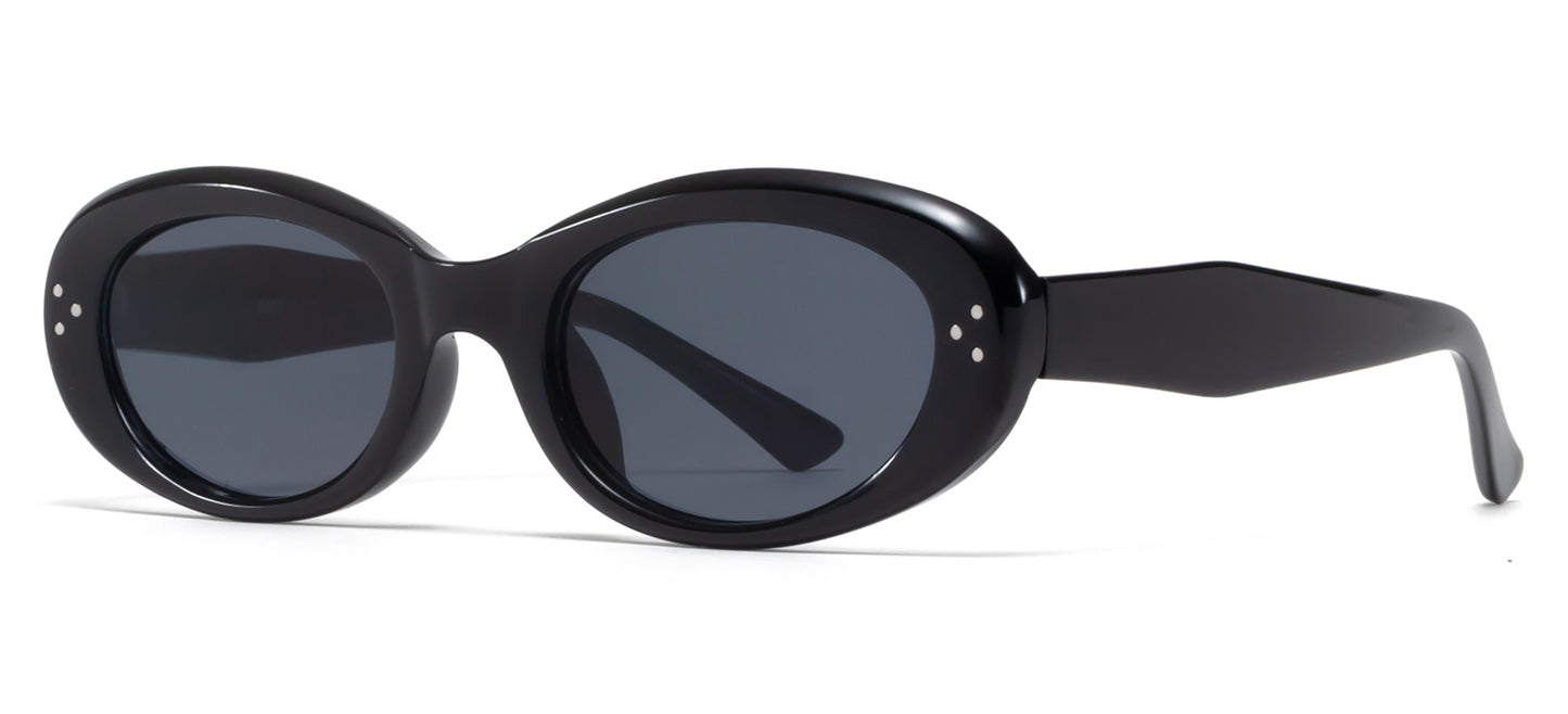 9075 - Rectangular Round Fashion Plastic Sunglasses
