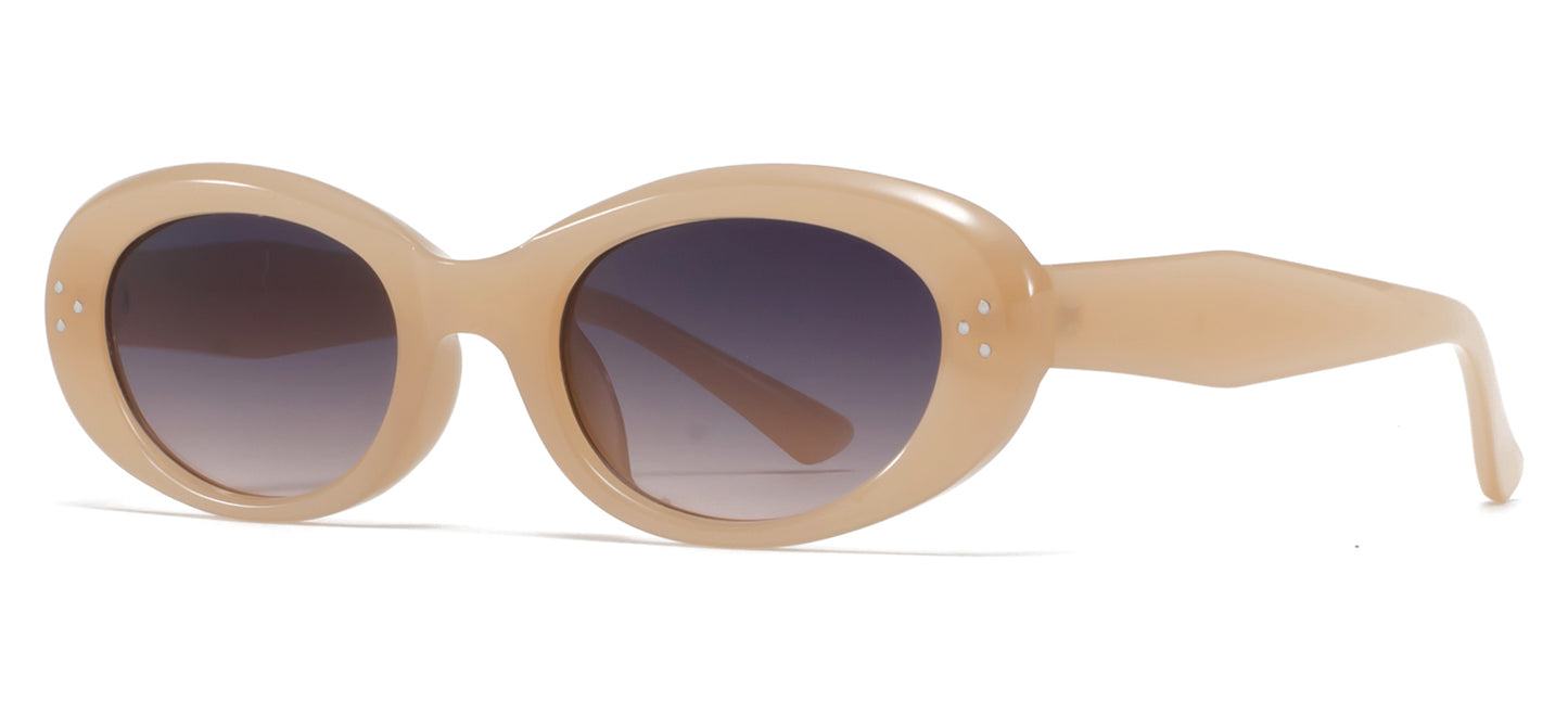 9075 - Rectangular Round Fashion Plastic Sunglasses