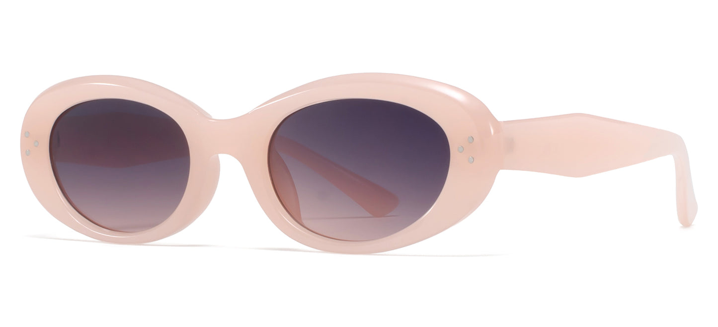 9075 - Rectangular Round Fashion Plastic Sunglasses