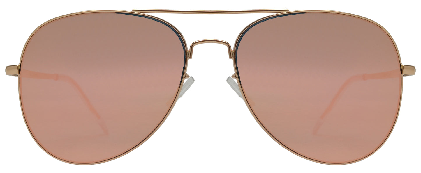 FC 6516 RVC - Oval Shaped Thin Stainless Frame Sunglasses with Colors Mirror Lens
