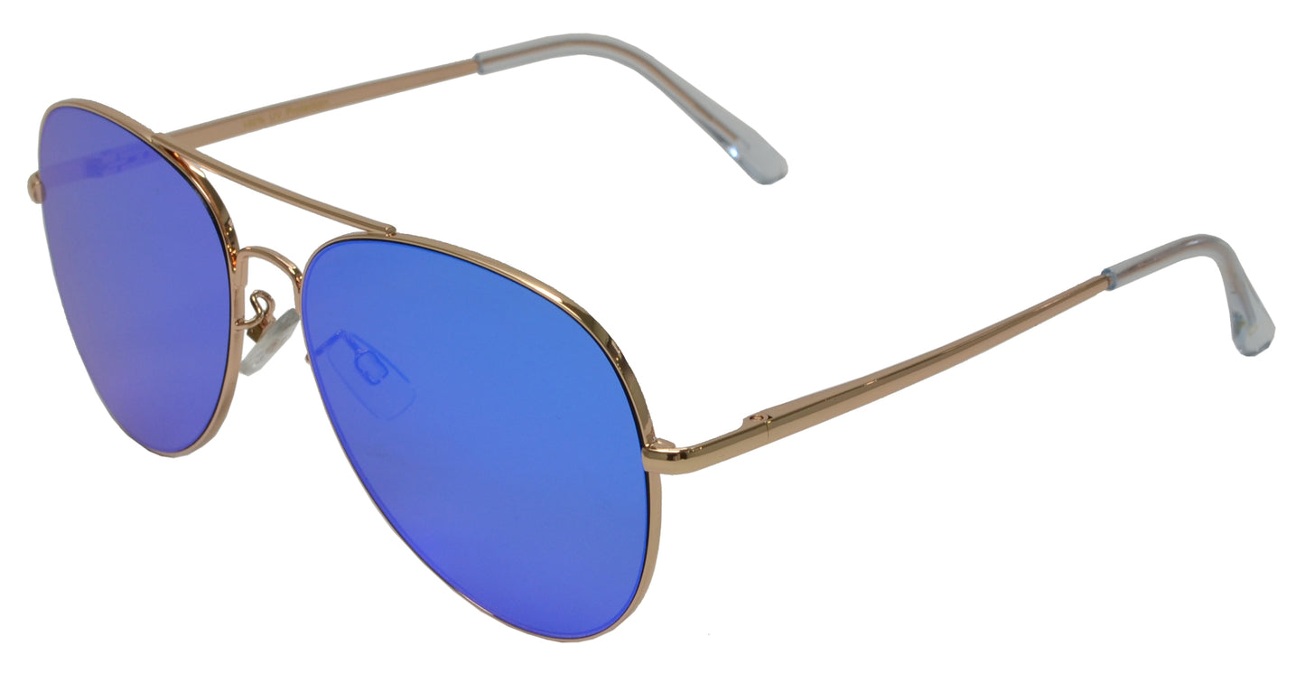 FC 6516 RVC - Oval Shaped Thin Stainless Frame Sunglasses with Colors Mirror Lens